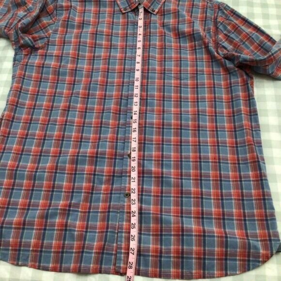 Black Brown 1826 100% Cotton Plaid Button Down Shirt Men XL Red Blue - Picture 8 of 10